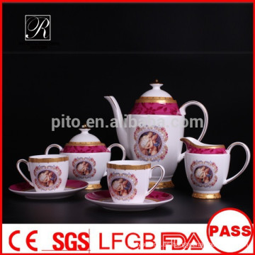 P &amp; T fábrica de porcelana de hueso China juego de té, juego de café, tazas de café y platillos